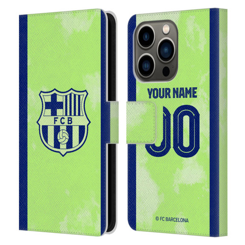 Custom Customised Personalised FC Barcelona 2024/25 Kit Third Leather Book Wallet Case Cover For Apple iPhone 14 Pro