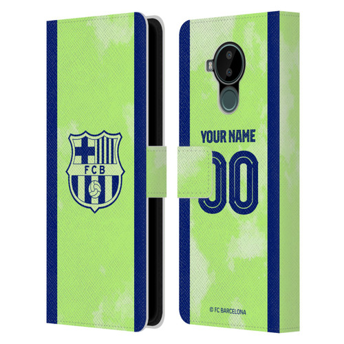 Custom Customised Personalised FC Barcelona 2024/25 Kit Third Leather Book Wallet Case Cover For Nokia C30
