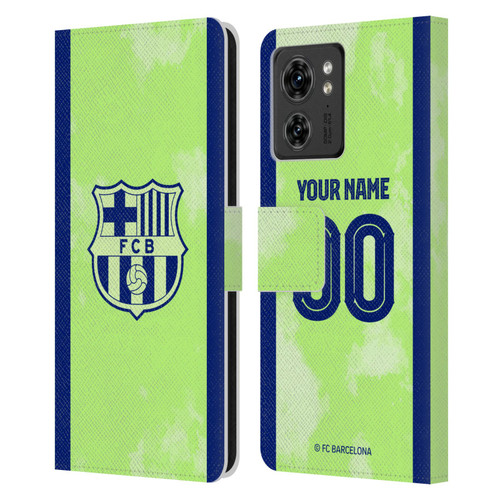 Custom Customised Personalised FC Barcelona 2024/25 Kit Third Leather Book Wallet Case Cover For Motorola Moto Edge 40/Edge (2023)
