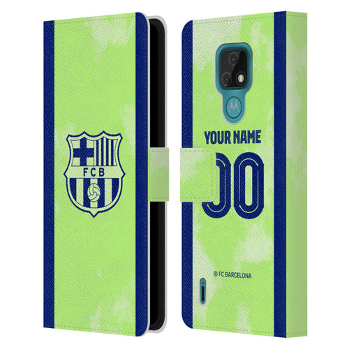 Custom Customised Personalised FC Barcelona 2024/25 Kit Third Leather Book Wallet Case Cover For Motorola Moto E7