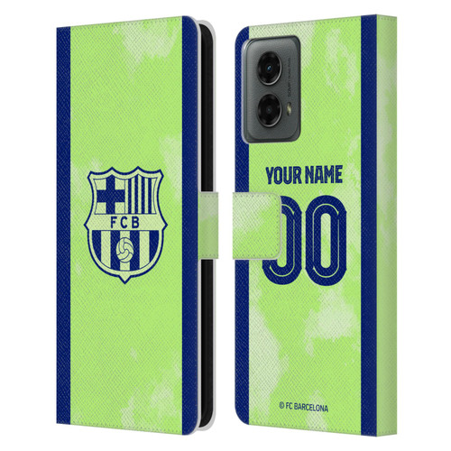Custom Customised Personalised FC Barcelona 2024/25 Kit Third Leather Book Wallet Case Cover For Motorola Moto G (2024)