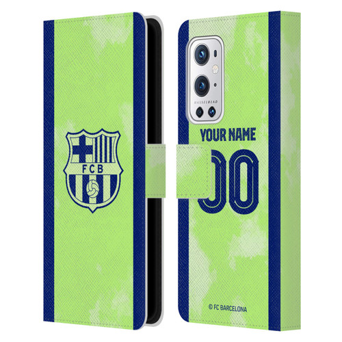 Custom Customised Personalised FC Barcelona 2024/25 Kit Third Leather Book Wallet Case Cover For OnePlus 9 Pro