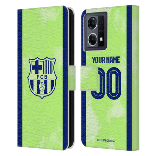 Custom Customised Personalised FC Barcelona 2024/25 Kit Third Leather Book Wallet Case Cover For OPPO Reno8 4G