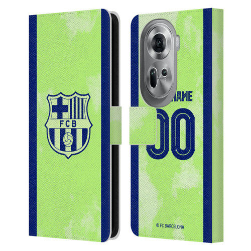 Custom Customised Personalised FC Barcelona 2024/25 Kit Third Leather Book Wallet Case Cover For OPPO Reno11 Pro
