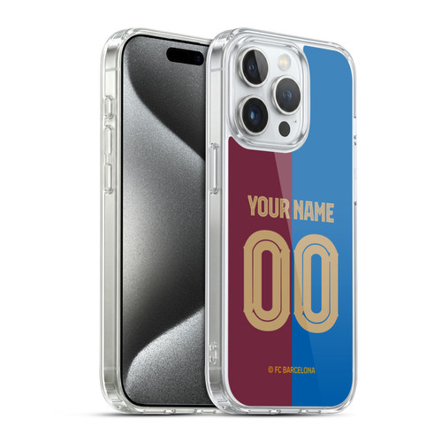 Custom Customised Personalised FC Barcelona 2024/25 Kit Home Soft Gel Case for Apple iPhone 15 Pro & MagSafe