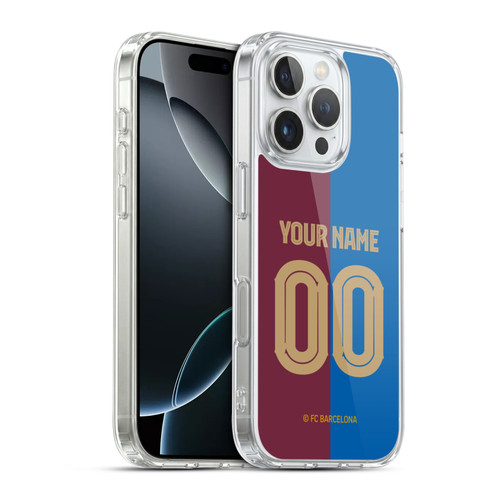 Custom Customised Personalised FC Barcelona 2024/25 Kit Home Soft Gel Case for Apple iPhone 16 Pro & MagSafe