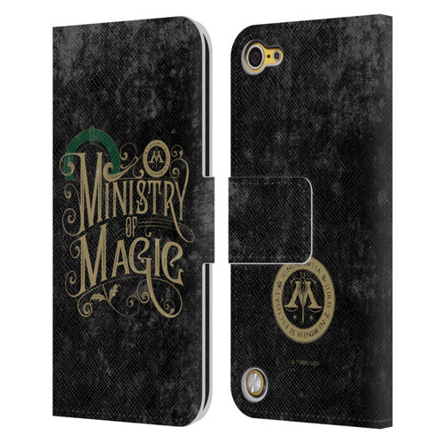 Harry Potter Locations Typography Ministry Of Magic Leather Book Wallet Case Cover For Apple iPod Touch 5G 5th Gen