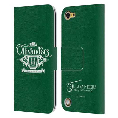 Harry Potter Locations Typography Ollivanders Leather Book Wallet Case Cover For Apple iPod Touch 5G 5th Gen