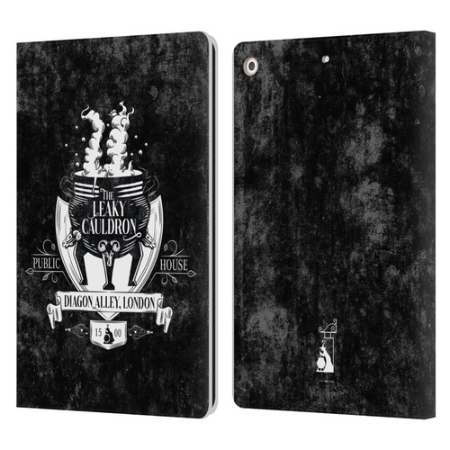 Harry Potter Locations Typography The Leaky Cauldron Leather Book Wallet Case Cover For Apple iPad 10.2 2019/2020/2021