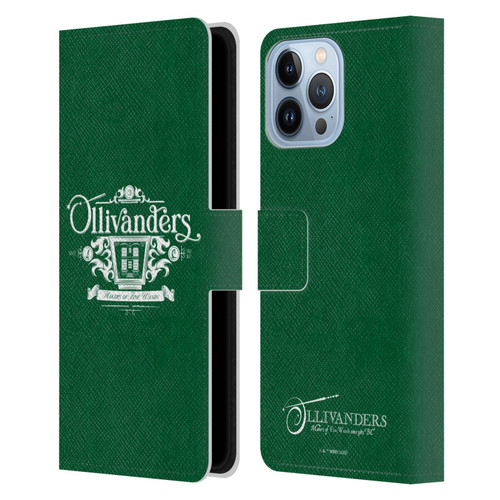 Harry Potter Locations Typography Ollivanders Leather Book Wallet Case Cover For Apple iPhone 13 Pro Max