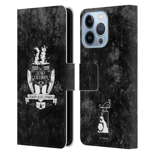 Harry Potter Locations Typography The Leaky Cauldron Leather Book Wallet Case Cover For Apple iPhone 13 Pro