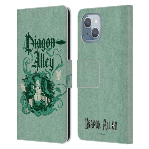Harry Potter Locations Typography Diagon Alley Leather Book Wallet Case Cover For Apple iPhone 14