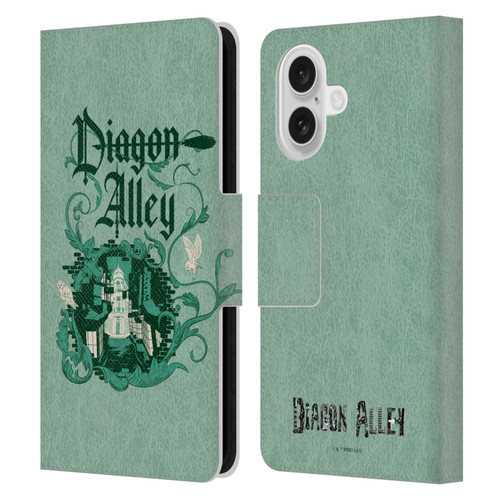 Harry Potter Locations Typography Diagon Alley Leather Book Wallet Case Cover For Apple iPhone 16