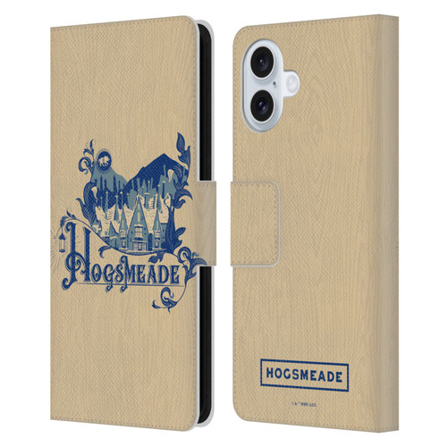 Harry Potter Locations Typography Hogsmeade Leather Book Wallet Case Cover For Apple iPhone 16 Plus