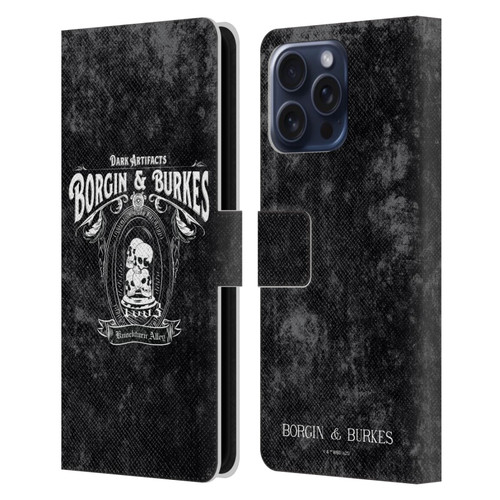 Harry Potter Locations Typography Borgin & Burkes Leather Book Wallet Case Cover For Apple iPhone 16 Pro Max