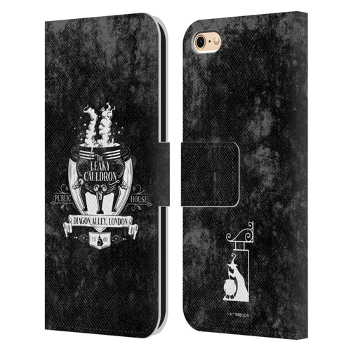 Harry Potter Locations Typography The Leaky Cauldron Leather Book Wallet Case Cover For Apple iPhone 6 / iPhone 6s