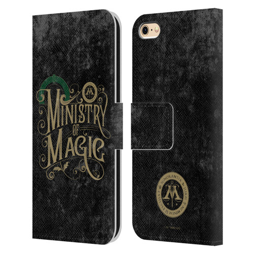 Harry Potter Locations Typography Ministry Of Magic Leather Book Wallet Case Cover For Apple iPhone 6 / iPhone 6s