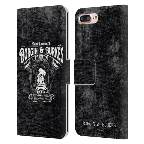Harry Potter Locations Typography Borgin & Burkes Leather Book Wallet Case Cover For Apple iPhone 7 Plus / iPhone 8 Plus