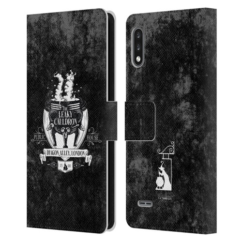 Harry Potter Locations Typography The Leaky Cauldron Leather Book Wallet Case Cover For LG K22