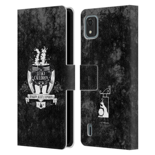 Harry Potter Locations Typography The Leaky Cauldron Leather Book Wallet Case Cover For Nokia C2 2nd Edition