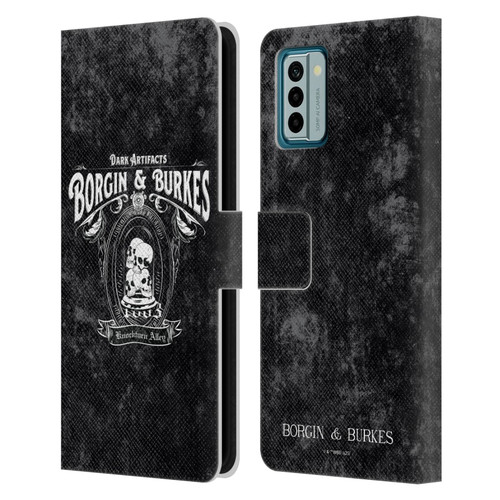 Harry Potter Locations Typography Borgin & Burkes Leather Book Wallet Case Cover For Nokia G42
