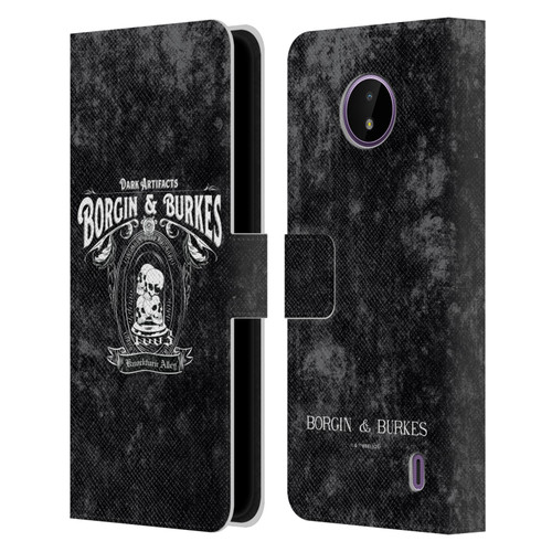 Harry Potter Locations Typography Borgin & Burkes Leather Book Wallet Case Cover For Nokia C10 / C20
