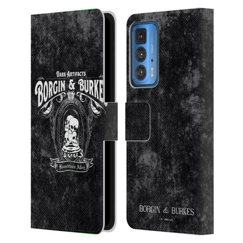 Harry Potter Locations Typography Borgin & Burkes Leather Book Wallet Case Cover For Motorola Edge (2022)