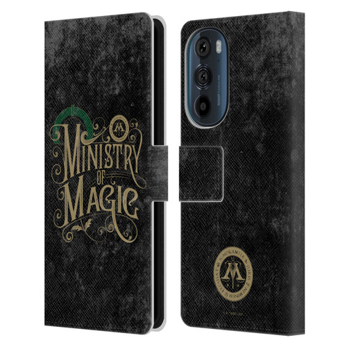 Harry Potter Locations Typography Ministry Of Magic Leather Book Wallet Case Cover For Motorola Edge 30