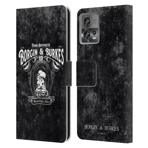 Harry Potter Locations Typography Borgin & Burkes Leather Book Wallet Case Cover For Motorola Moto Edge 30 Fusion