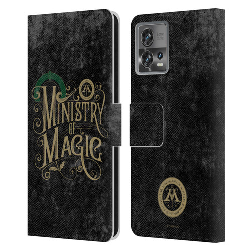 Harry Potter Locations Typography Ministry Of Magic Leather Book Wallet Case Cover For Motorola Moto Edge 30 Fusion
