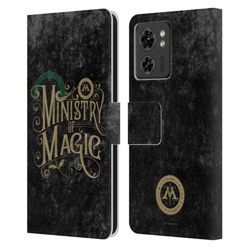 Harry Potter Locations Typography Ministry Of Magic Leather Book Wallet Case Cover For Motorola Moto Edge 40/Edge (2023)