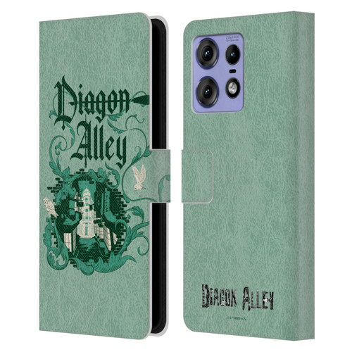 Harry Potter Locations Typography Diagon Alley Leather Book Wallet Case Cover For Motorola Edge 50 Pro