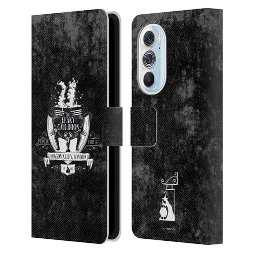 Harry Potter Locations Typography The Leaky Cauldron Leather Book Wallet Case Cover For Motorola Edge X30
