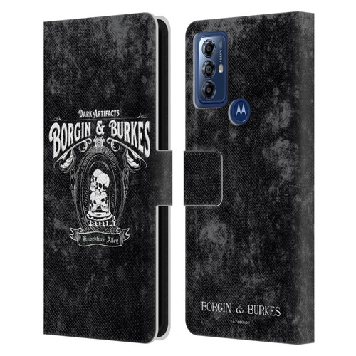 Harry Potter Locations Typography Borgin & Burkes Leather Book Wallet Case Cover For Motorola Moto G Play (2023)