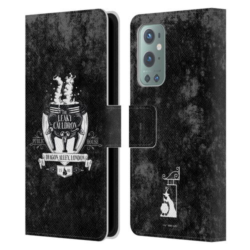 Harry Potter Locations Typography The Leaky Cauldron Leather Book Wallet Case Cover For OnePlus 9