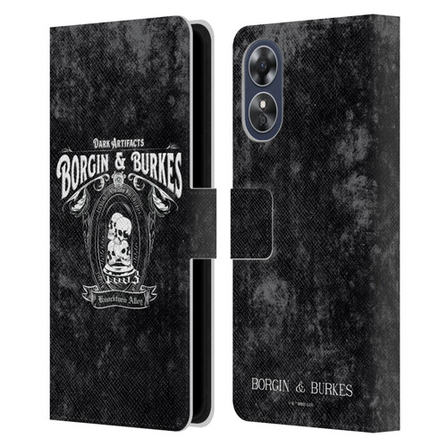 Harry Potter Locations Typography Borgin & Burkes Leather Book Wallet Case Cover For OPPO A17