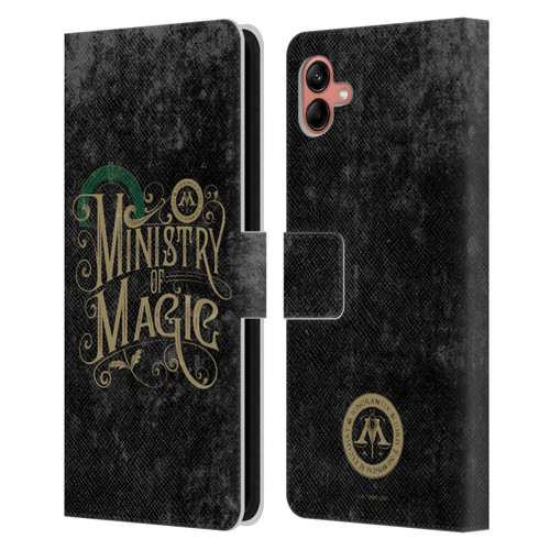Harry Potter Locations Typography Ministry Of Magic Leather Book Wallet Case Cover For Samsung Galaxy A04 (2022) Harry Potter Locations Typography Ministry Of Magic Leather Book Wallet Case Cover For Samsung Galaxy A04 (2022)