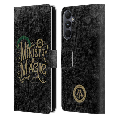Harry Potter Locations Typography Ministry Of Magic Leather Book Wallet Case Cover For Samsung Galaxy A05s