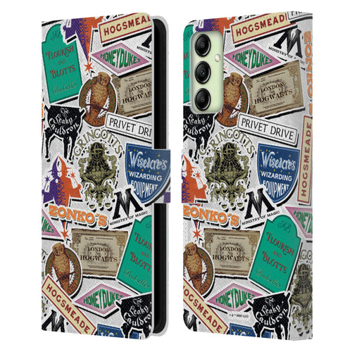 Harry Potter Locations Typography Logo Collage Leather Book Wallet Case Cover For Samsung Galaxy A14 5G Harry Potter Locations Typography Logo Collage Leather Book Wallet Case Cover For Samsung Galaxy A14 5G