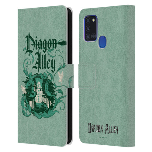 Harry Potter Locations Typography Diagon Alley Leather Book Wallet Case Cover For Samsung Galaxy A21s (2020)
