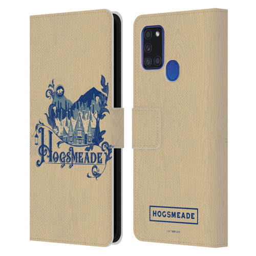 Harry Potter Locations Typography Hogsmeade Leather Book Wallet Case Cover For Samsung Galaxy A21s (2020)