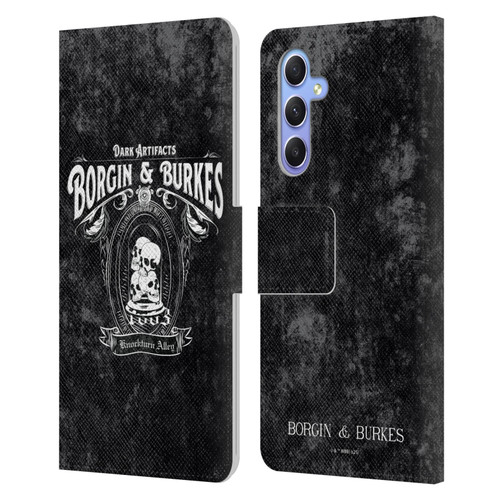 Harry Potter Locations Typography Borgin & Burkes Leather Book Wallet Case Cover For Samsung Galaxy A34 5G
