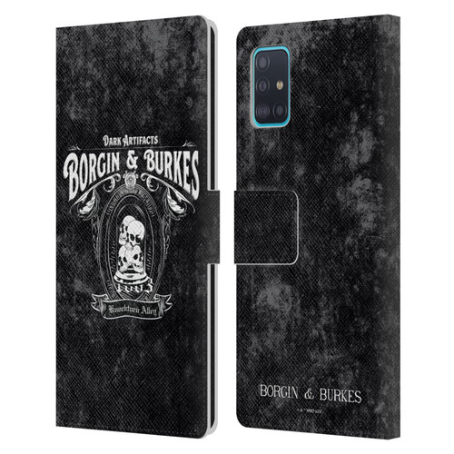 Harry Potter Locations Typography Borgin & Burkes Leather Book Wallet Case Cover For Samsung Galaxy A51 (2019)