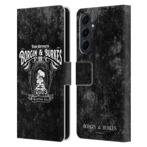 Harry Potter Locations Typography Borgin & Burkes Leather Book Wallet Case Cover For Samsung Galaxy A55 5G