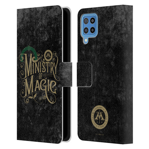 Harry Potter Locations Typography Ministry Of Magic Leather Book Wallet Case Cover For Samsung Galaxy F22 (2021)