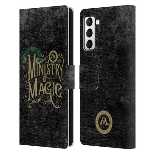 Harry Potter Locations Typography Ministry Of Magic Leather Book Wallet Case Cover For Samsung Galaxy S21+ 5G
