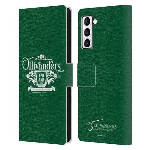 Harry Potter Locations Typography Ollivanders Leather Book Wallet Case Cover For Samsung Galaxy S21+ 5G