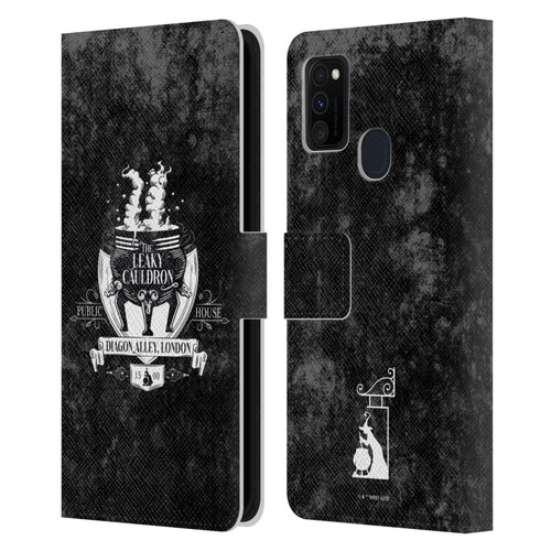 Harry Potter Locations Typography The Leaky Cauldron Leather Book Wallet Case Cover For Samsung Galaxy M30s (2019)/M21 (2020)