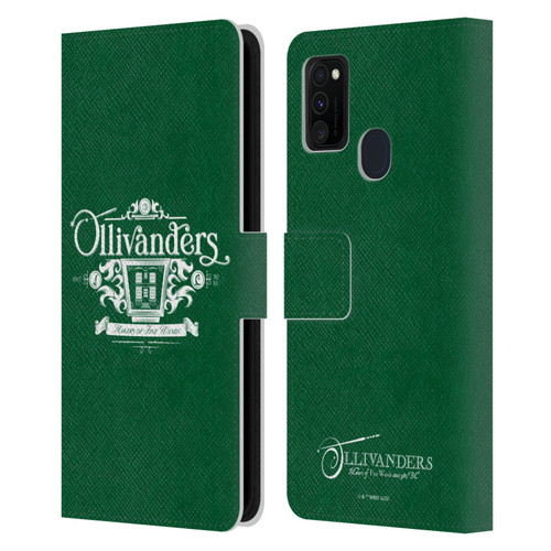 Harry Potter Locations Typography Ollivanders Leather Book Wallet Case Cover For Samsung Galaxy M30s (2019)/M21 (2020)