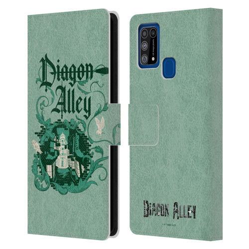 Harry Potter Locations Typography Diagon Alley Leather Book Wallet Case Cover For Samsung Galaxy M31 (2020)